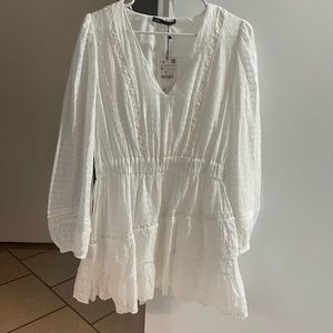 Zara white embroidered dress